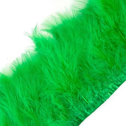 10 Meter flauschige Truthahnfedern, 10–15 cm, Federband für Hochzeitskleid, Dekoration, Basteln, Nähzubehör – Grasgrün, 10–15 cm, 10 Meter
