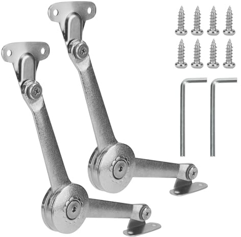 PUCSIQ 2 Bisagras Abatibles de Soporte de Tapa, Soportes para Tapa de Cierre Suave con Tornillos y Llave Allen para Puertas de Cocina, Armarios, Ángulos de Apertura 75°, 90°, 110°