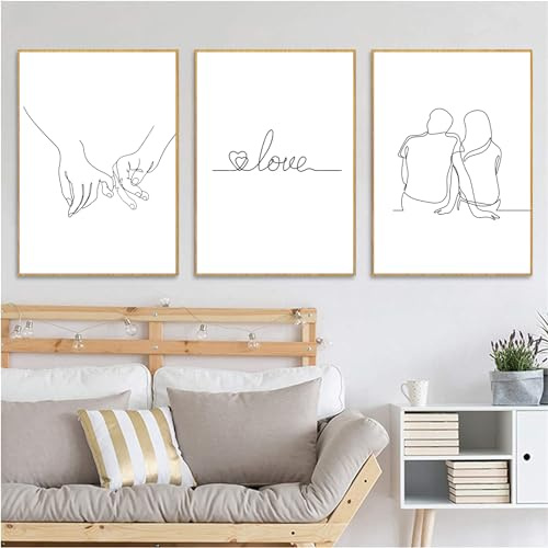 Trayosin 3-teiliges Premium Poster Set, Hand in Hand in Schwarz und Weiß, Moderne Wanddrucke Wandposter Bilder Wandbilder für Wohnzimmer und Schlafzimmer - ohne Bilderrahmen (40x50cm)