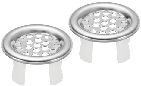 PATIKIL Débordement Anneau, 2pcs Évier Rond Couvercle Maille Trou Bassin Garniture Inox Acier Insertion dans Trou Rond Bouchons pour Cuisine Salle Bain, Argent