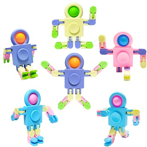 Cuackamily 6PCS Bubble Pop Fidget Toy, Fingertip Toy, Transformable Chain Roboter Sensorisches Stressabbau Spielzeug Pop Partygeschenke Geschenktüte Füller für Kinder Erwachsene (Zufällige Farbe)