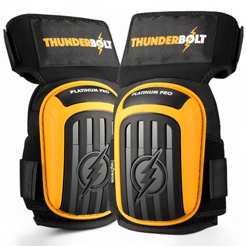 Thunderbolt® Knieschoner Professioneller Knieschützer mit komfortablem Gelkissen Knieschoner Fliesenleger, Bau, Bodenbeläge, Gartenarbeiten mit starken rutschfesten Gurten