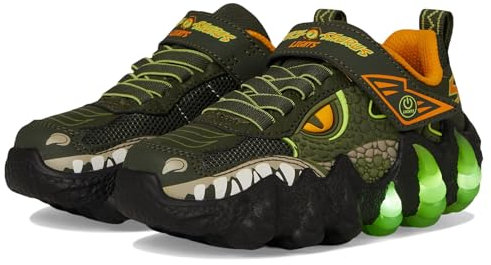 Skech-O-Saurus Lights 2.0 Sneaker, Olive, 2.5 Little Kid