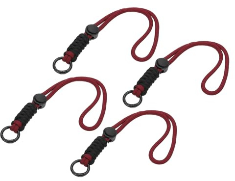 PATIKIL Paracord Schlüsselband, 4 Stück Handy Schlüsselband Seil Handgelenk Lanyards Geflochtener Riemen mit Karabinerhaken zum Aufhängen von Schlüsseln, Schwarz, Burgunderrot