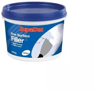SupaDec 600g White Fine Surface Filler Multi-Purpose Ready Mixed Tub Super Smooth Dries White Easy to Sand Suitable For Interior & Exterior Use