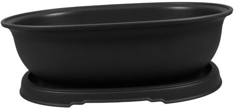 ORFOFE Ovaler Pflanztopf Aus Robustem Kunststoff Mit Untersetzer Langlebiger Bonsai Schale Für Sukkulenten Und Kleine Pflanzen Wetterfest Und Vielseitig Für Balkon Fensterbank Und Garten