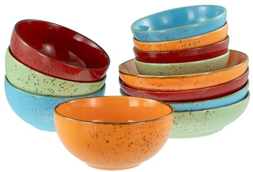 Creatable, 24223, Serie Nature Collection, 12-teiliges Geschirrset für 12 Personen, Bowl Set aus Steinzeug, spülmaschinen- und mikrowellengeeignet, Qualitätsproduktion