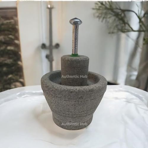 Handmade Pestle and Mortar: Perfect Stone Grinder, 8 Inch Motor and Pestle - Grind Spices & Herb Crusher - AUTHENTIC HUB