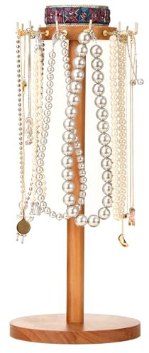IME Necklace Stand Holder Wooden Jewelry Organizer Necklace Display Tower Jewelry Display Tree Stand Jewelry Holder for Necklaces Earring Bracelets
