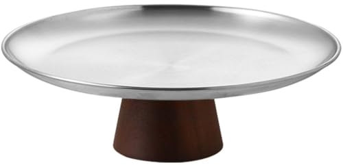 Lpitoy Soporte para Tartas con Patas De Acero Inoxidable, Plato De Postre Vintage Redondo, Plato para Servir para Galletas De Frutas, Aperitivos, Soporte De Exhibición De Postres