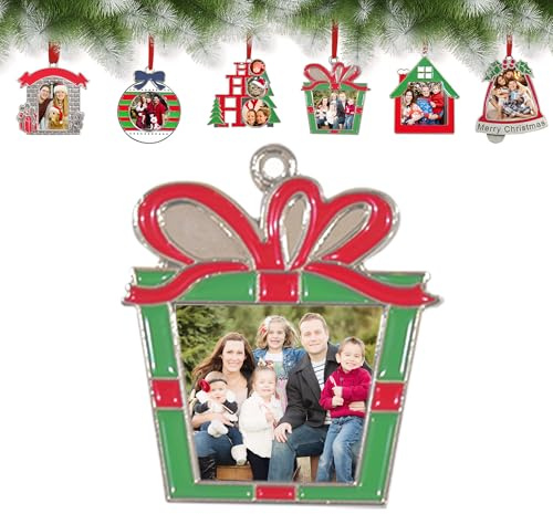 Personalisierte Weihnachtskugeln aus Metall mit Foto | Weihnachtsbaumschmuck, Personalisiertes Fotogeschenk für Mama, Papa, Oma, Opa, Hund und das erste Weihnachten des Babys