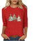 Keepink Weihnachtspullover für Damen, lustiger Weihnachtsdruck, Top, locker, 3/4-Ärmel, T-Shirts, elegant, lässig, Bluse, Urlaub, Weihnachtshemden, trendige Pullover, Damen-Tops, 8 Rot, 42