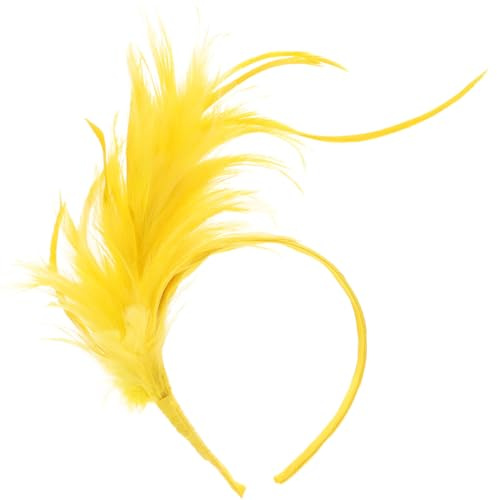 Healeved Feder Kopfschmuck Leichtes Gelbes Haarband Damen Für Party Karneval Cosplay Und Fotoshooting Festlicher Haarschmuck Mit Sicherem Sitz