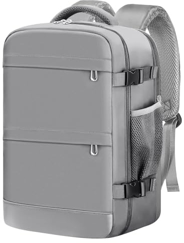 KIRFEIHT Mochila Viaje Cabina Avion 40x20x25 20L para Ryanair - Ordenador Portátil 14 Pulgadas Maletas de Cabina Pequeña Equipaje de Mano para Negocios y Ocio - Gris