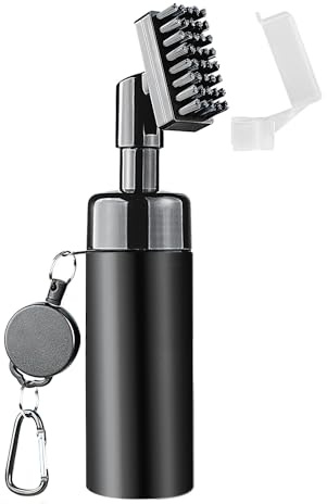 Golf Bürste mit Wasser Spray für Golfschläger – Integrierter Sprühmechanismus und Haken – Premium Golf Ball Reinigungswerkzeug, Golfschläger Reinigungsset, Golf Zubehör und Golf Geschenke