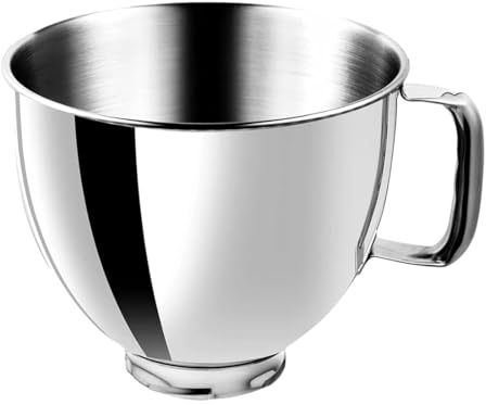 Zjyufy Stainless Steel Mixer Bowl Compatible with Kitchen Aid 4.5-5 Quart Tilt- Head Stand Mixer, Stainless Steel Bowl with Handle Mixing Replacement Accessories Dishwasher Safe