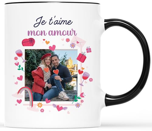 𝗖𝗔𝗗𝗘𝗔𝗨 𝗣𝗟𝗨𝗦 Mug Personnalisé Photo - Je T'Aime Mon Amour - Idée Cadeau Couple Amour Femme Ou Homme, Saint Valentin, Cadeau Amoureux, Cadeau Couple, Mug Personnalisé Saint Valentin