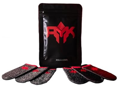 AMK 6 Finger Sleeves - Fibre argentée - pour Jeux Mobiles Professionnels - Compatible avec Tous Les appareils à écran Tactile - Matériau Extensible, Respirant et Doux - Manchons pour Doigts