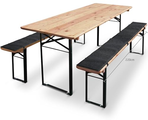Miqio Design Filz Bierbankauflage - 25x 220cm - Bankauflage bequem gepolstert - Sitzauflage für Bierzeltgarnitur - Sitzpolster für Bierbänke - Dunkelgrau anthrazit