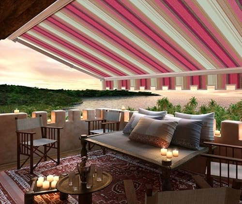 Telo di Ricambio per Tende da Sole TEMPOTEST Parà | Su Misura e Personalizzabile | Tessuto Acrilico Idrorepellente | Con Tondini in Gomma, Bordi Laterali Rinforzati e Volant Decorativo