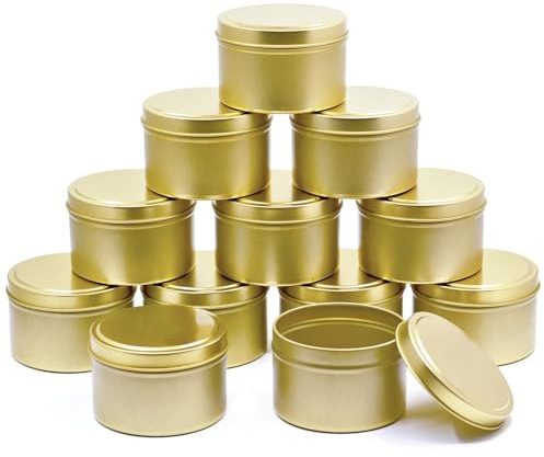 Whcctl 12 Pezzi 65 * 45mm, Candela Barattoli Vuoti, Kit Candele Fai Da Te, Candela Fabbricazione Di Contenitori, per Accessori per Candele Fai Da Te, Unguenti Cosmetici, Spezie, Polveri, Dolci (Oro)