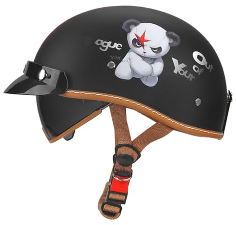 Casque Ouvert Demi-Casque De Moto Homologué ECEDOT Adulte Casque Jet Casques Bols avec Visière Casque Semi Ouvert pour Homme Femme Dapté À La Conduite en Extérieur 5,M:57-58CM