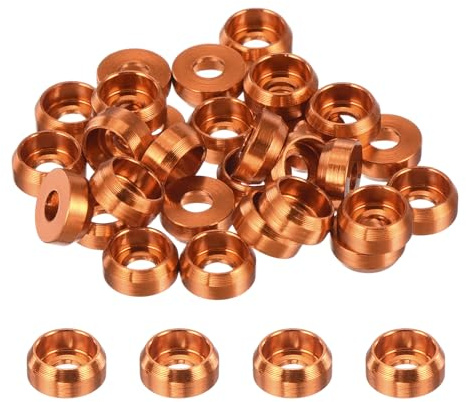 QUARKZMAN Rondelles À Tête Fraisée Coniques M2, Diamètre Du Trou 2mm/0.08, Joints En Aluminium À Tête Creuse Pour Vis RC/FPV/PC/Drone/Accessoires Mécaniques Pièces Modélisme, Lot 30 Orange