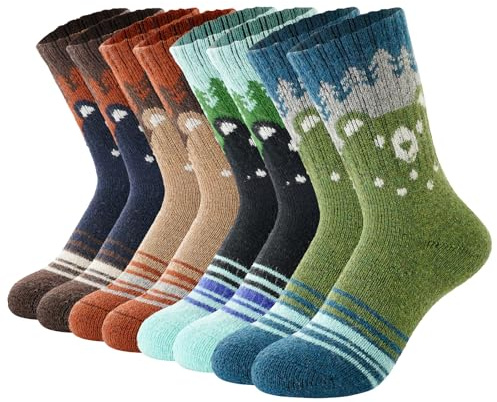 BONANGEL Chaussettes Laine Mérinos Enfant Thermique 4 Paires Chaussettes Chaudes épaisses Hiver Randonnée de Ski Cadeau pour Garçons Filles