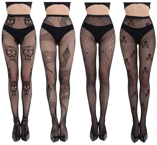Women's Patterned Fishnet Tights Multipack, High Waist Mesh Stockingsc