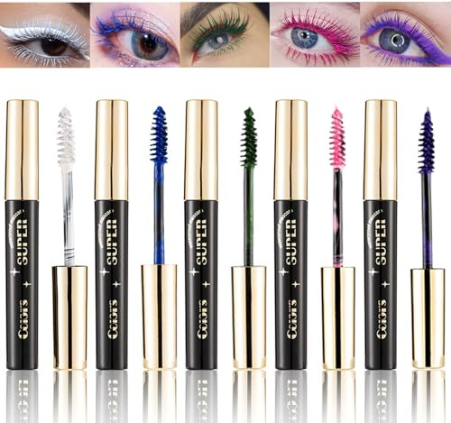 Juego de rímel multicolor, 5 colores, resistente al agua, rimel y rizado, larga duración, extensión y volumen de ojos, maquillaje de Halloween, Navidad, fiestas, bodas