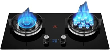 Camping Gas Stove,5.2KW 13-cavity High Fire Timer,Tempered Glass Freestanding Cooktop,with Flameout Protection,NG/LPG Gas Source Kit(LPG)