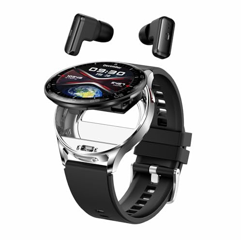 findtime Montre Connectée Homme 1.39''avec Ecouteurs sans Fil Bluetooth TWS intégré Bluetooth sans Fil Casque Intégré Montre Sport Homme Smartwatch Bracelet en Silicon