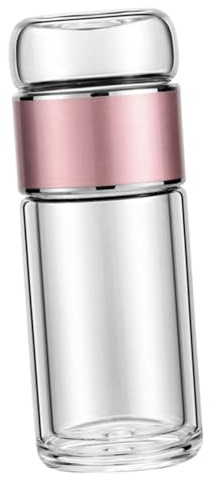 Lurrose Botella Infusora de Té de Vidrio con Filtro de Inoxidable Portátil Resistente Altas Temperaturas y Hermética para Sueltas y Bebidas Calientes