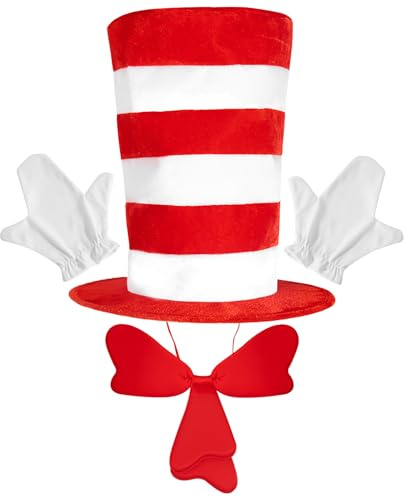 Generico Hatt set med cylinderhatt – kostym set, katt, cosplay, festlig, festkläder, lätt tyg med justerbart pannband | kostym för män,