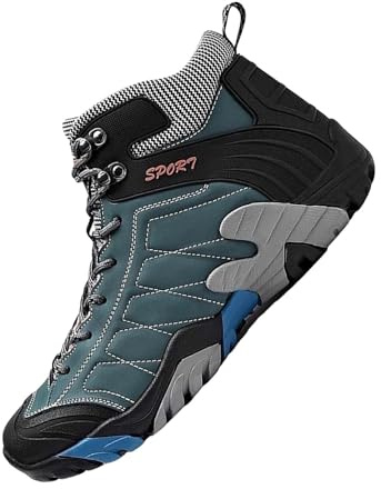 Maskjuwio Chaussures de randonnée pour homme - Doublure chaude et imperméable - Avec lacets - Grandes tailles - Antidérapantes - Chaussures de trekking - Résistantes à l'usure - Confortables, bleu, 43