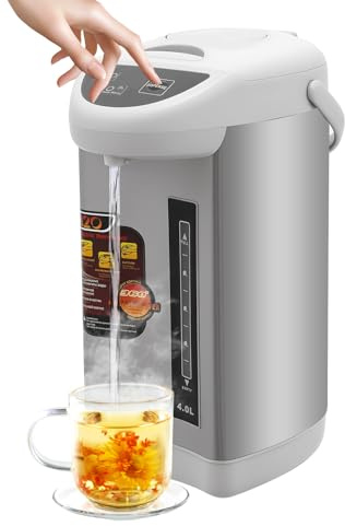 Dispensador de termo, hervidor de agua con función de mantenimiento del calor, dispensador de agua caliente de 4 litros, 90 °C constante, 3 modos de extracción y calefacción rápida de 750 W, de acero