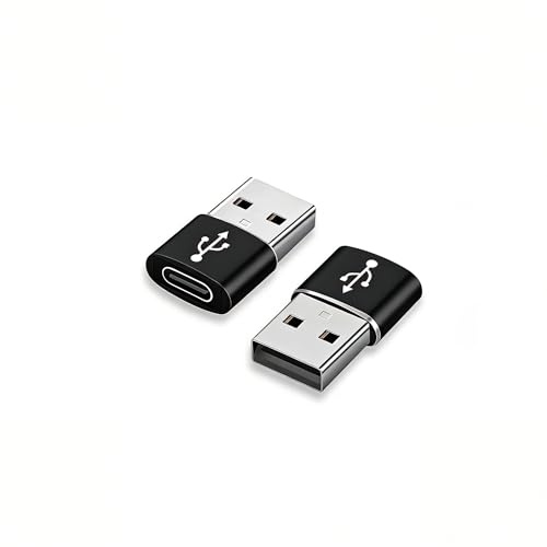 USB C to USB Adaptor, USB to USB C Adapter 2Pack, Type C Female to A Male Charger Cable Converter Compatible with Notebook, Tablet, Smartphone, iPad 10 Air 4 5,Apple 15 14 13 12 Pro Max (Black)