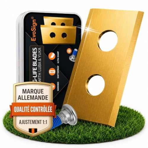 EvoSign® 45x Lame di Ricambio in Carburo di Titanio per Robot Tagliaerba Mammotion LUBA 1/2/3 & YUKA – Lame LongLife (1,0 mm) con Cuore in Acciaio Inox e Viti di Sicurezza per Luba Mini & YUKA Mini