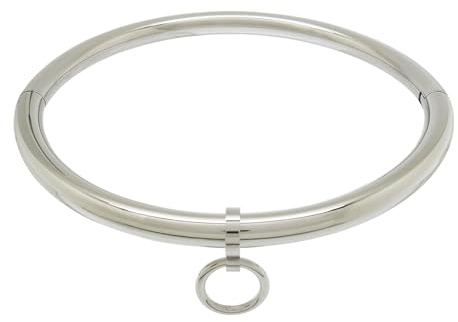 ACECHANNEL Edelstahl abschließbares Halsband mit Schrauben-Choker, sexy Halskette mit abnehmbarem O-Ring, Modenschmuck