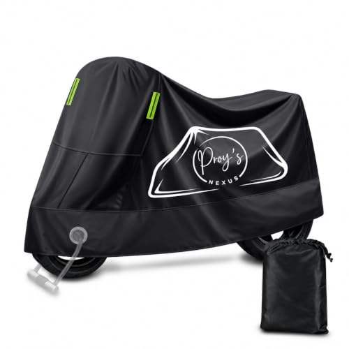 Funda Moto Impermeable Proy’s Nexus® – Oxford 210D, Talla XL 245x105x125 cm, Protección UV, Lluvia, Nieve y Viento | Compatible Scooter, Naked, Sport y Trail | Ojal Antirrobo + Tiras Reflectantes.
