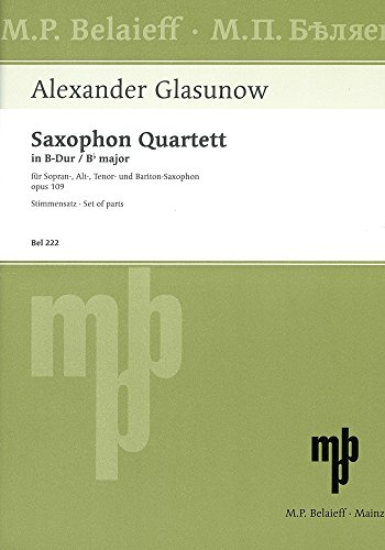 Saxophon Quartett B-Dur: op. 109. 4 Saxophone (SATBar). Stimmensatz.