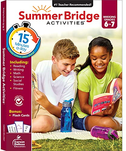 Summer Bridge Activities 6th to 7th Grade Workbooks All Subjects, Middle School Books With Math, Language Arts, Reading Comprehension, Science, Social Studies, Fitness, Flash Cards, and More (Volume 8)