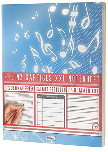 Mein Einzigartiges XXL Notenheft: 86 Seiten, 44 Blätter, 12 Systeme / Mit Register und Seitenzahlen / DIN A4 Soft Cover / PR301 Sky Notes
