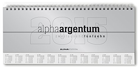 Tisch-Querkalender 1 Woche auf 2 Seiten alpha argentum mit verlängerter Rückwand 2015