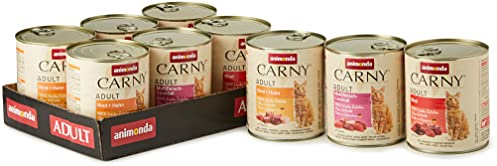 animonda Carny Adult Herzhafte Variation (6 x 800 g), Katzennassfutter für ausgewachsene Katzen, Nassfutter mit 100 % frischen, fleischlichen Zutaten, Katzenfutter ohne Getreide und Zucker