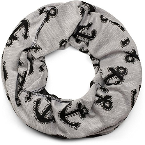 styleBREAKER Unisex Loop Schal Anker Seil Print 78x38cm | Schlauchschal. weiche Haptik. maritimer Look. 2-3 mal wickelbar. Rundschal. pflegeleicht. modischer Print.