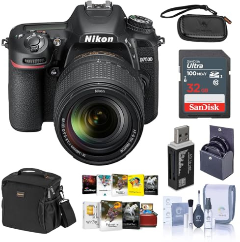 Nikon D7500 DSLR with AF-S DX NIKKOR 18-140mm f/3.5-5.6G ED VR Lens - Bundle With 16GB SDHC Card, Camera Bag, Cleaning KIt, Memory Wallet, Card Reader, PC Software Package, 67mm UV Filter