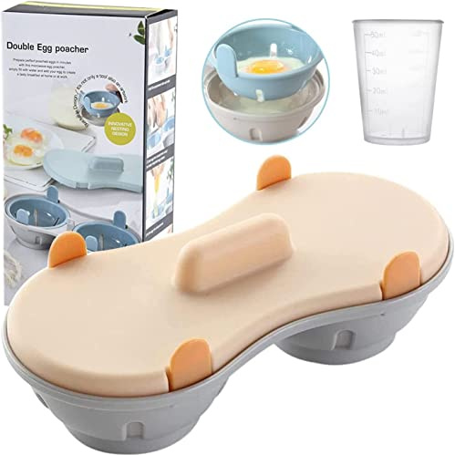 Microwave Egg Poacher, Egg Cooker with Measure Cup, Dishwasher Safe BPA Free, Egg Maker Poached Egg Steamer Kitchen Gadget Home Gift