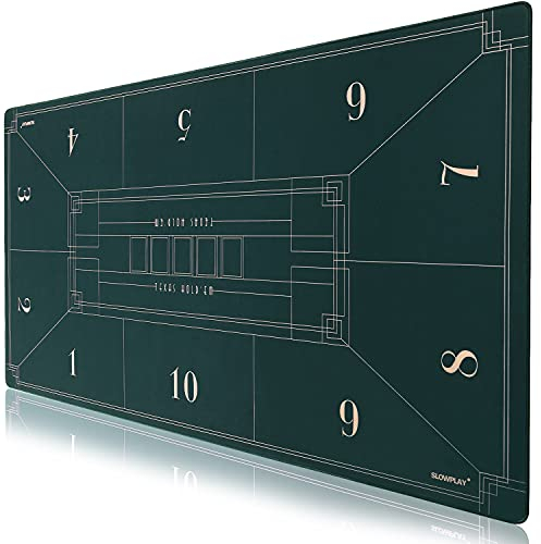 SLOWPLAY Nash Texas Holdem Pokermatte 180x90cm I Tragbarer Pokertisch | Pokertischauflage mit einem Art Deco Layout Print, Deluxe Pokertuch - Pokerteppich（Grün）