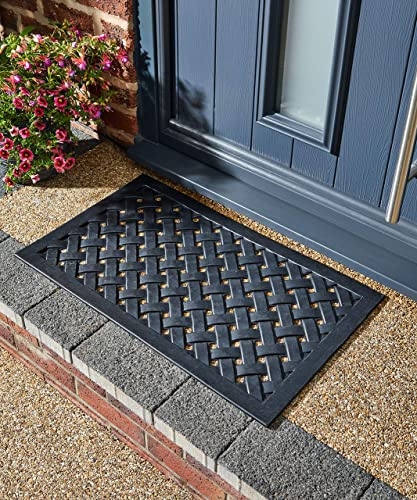 MUD STOPPER | Rubber Lattice Door Mat | Durable Outdoor Entrance Mat | Non-Slip Waterproof Doormat for Outdoor Use | Efficient Dirt Scraper | 45 x 75cm